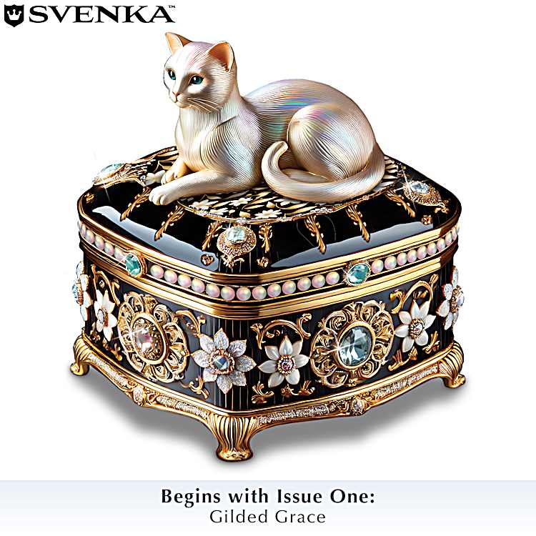 Keepsake Boxes Adorned With Svenka Crystals And Cat Sculptures