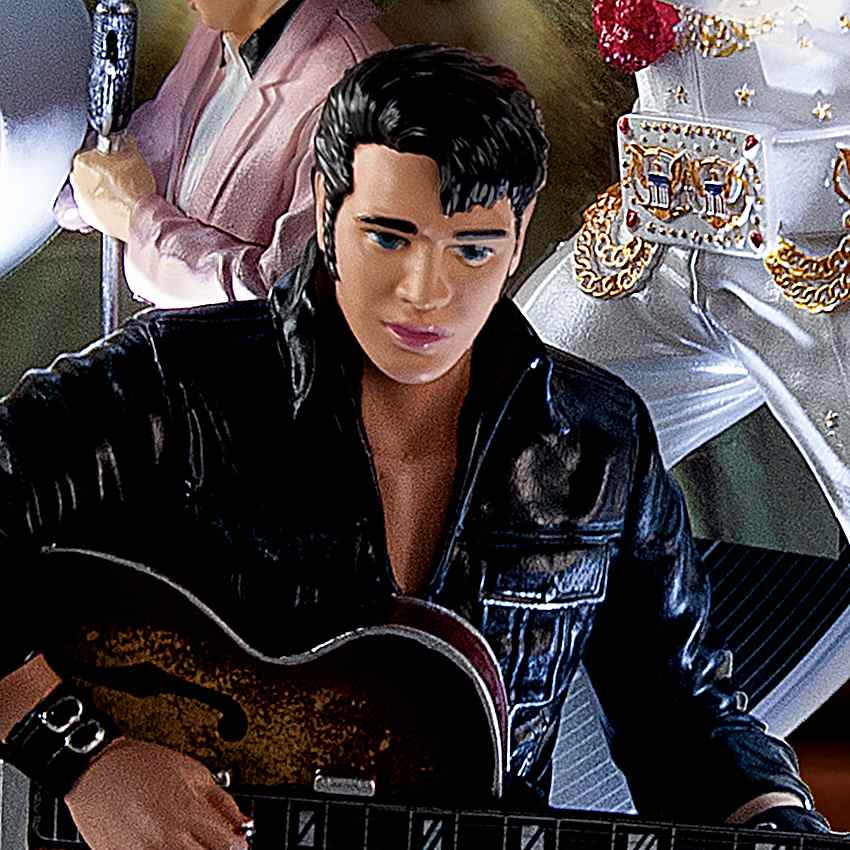 Elvis Presley フィギュア付きテーブルランプ Illuminated Desk Clock Featuring A Platinum Record Backdrop With
