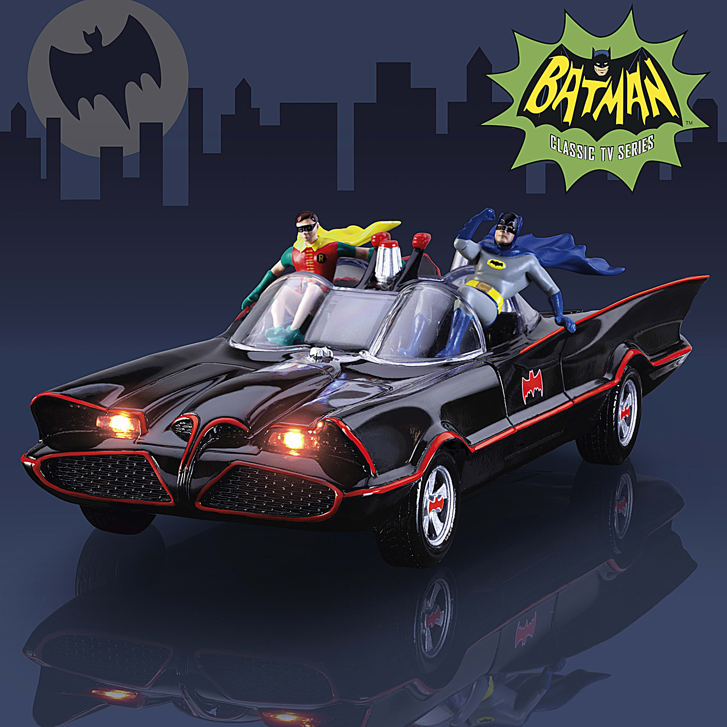 BATMAN Classic TV Series Illuminated BATMOBILE Sculpture