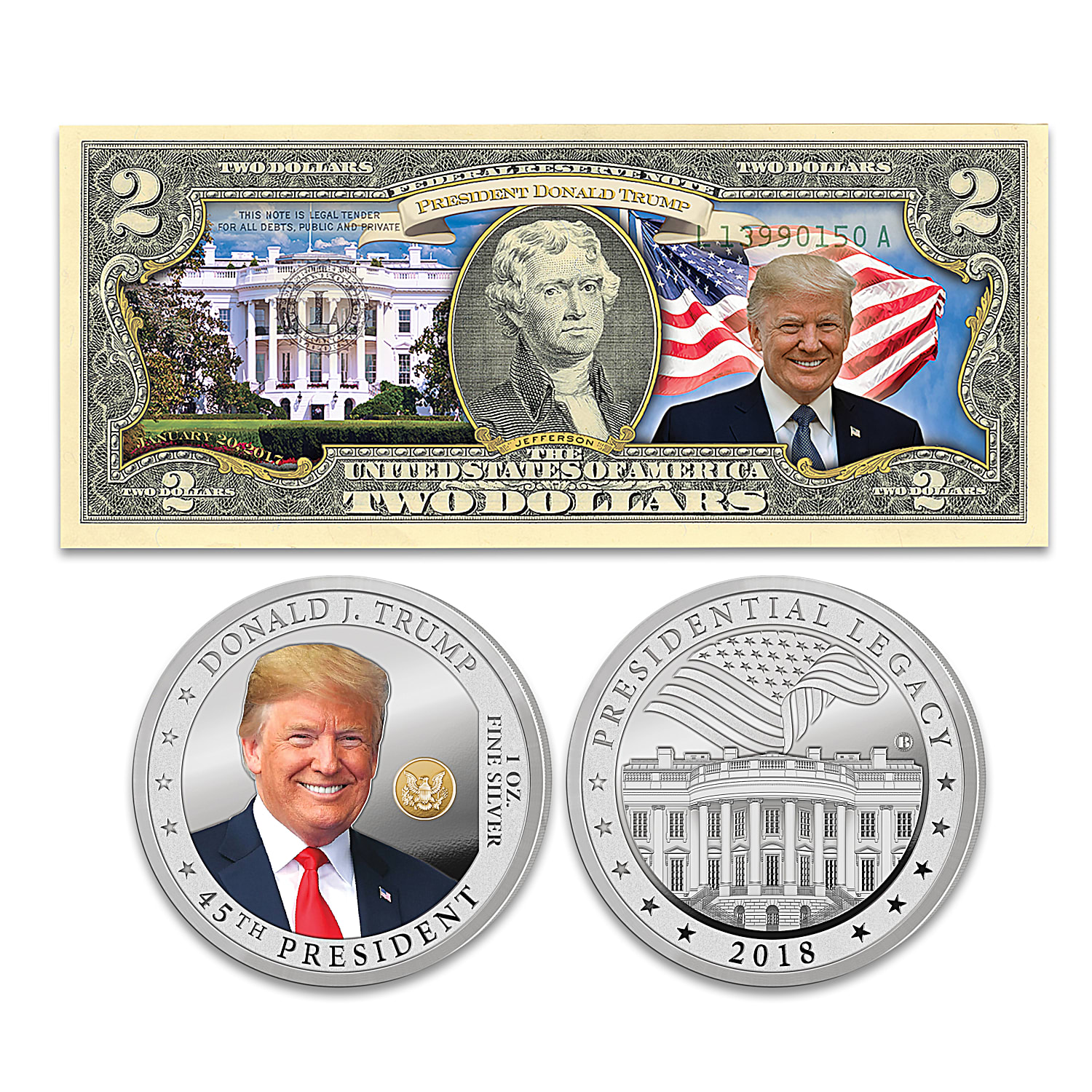 Donald Trump 2026 Coin And Currency Set – Legal Tender $2 Bill And