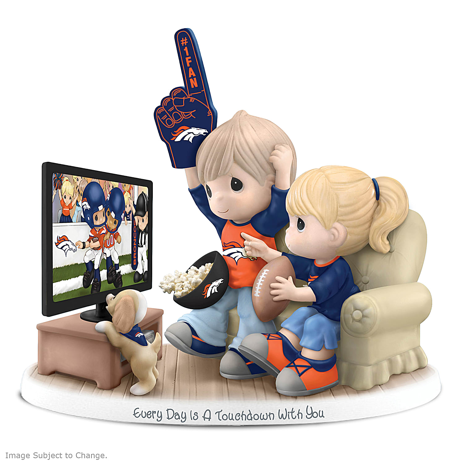 Every Day Is A Touchdown With You Broncos Hand-Painted NFL Figurine