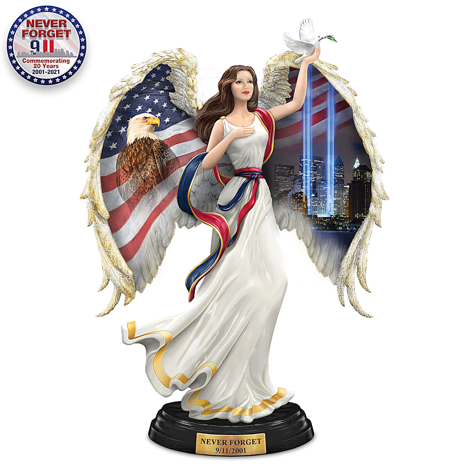 Americas Sacred Guardian Angel Figurine Commemorates September 11, 2001
