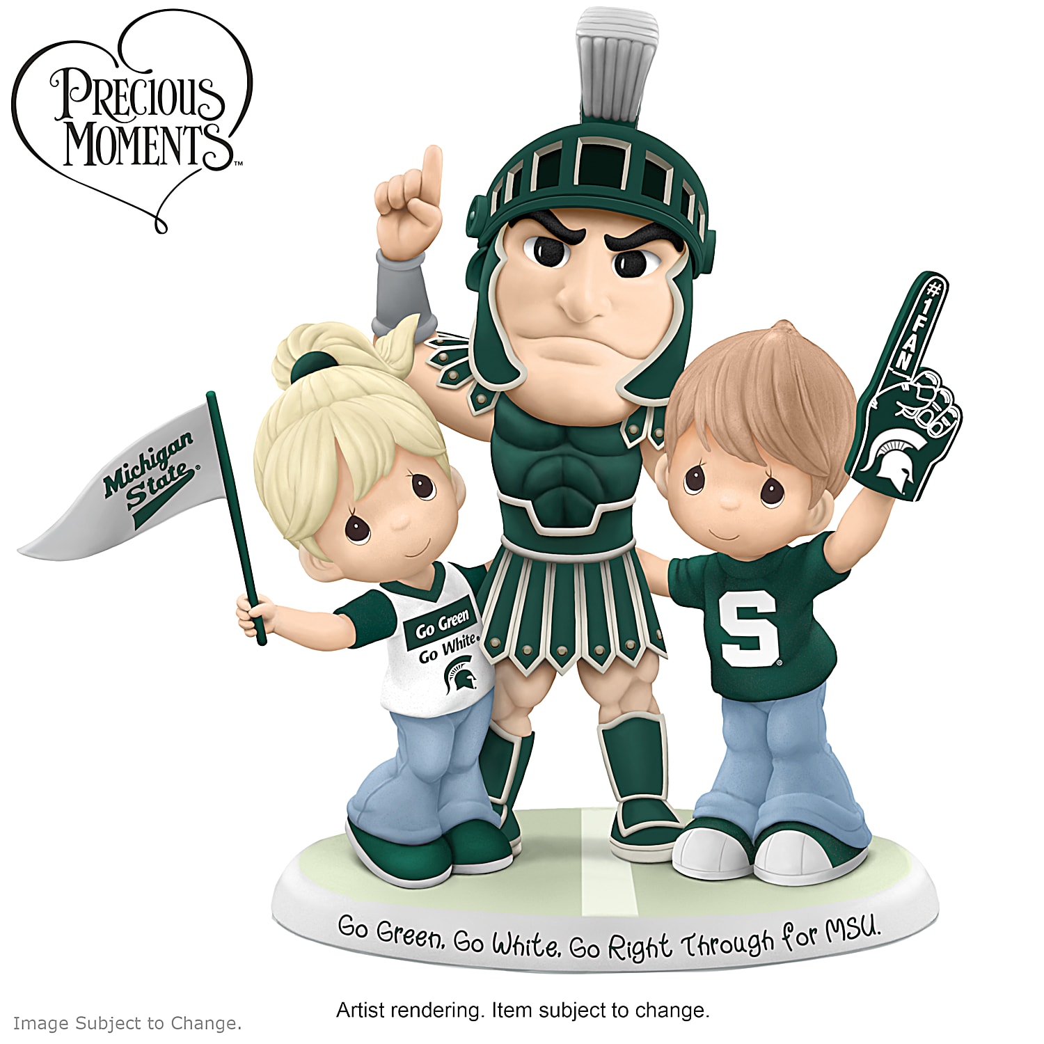 Go Green Go White Go Right Through For Msu Spartans Precious Moments Figurine