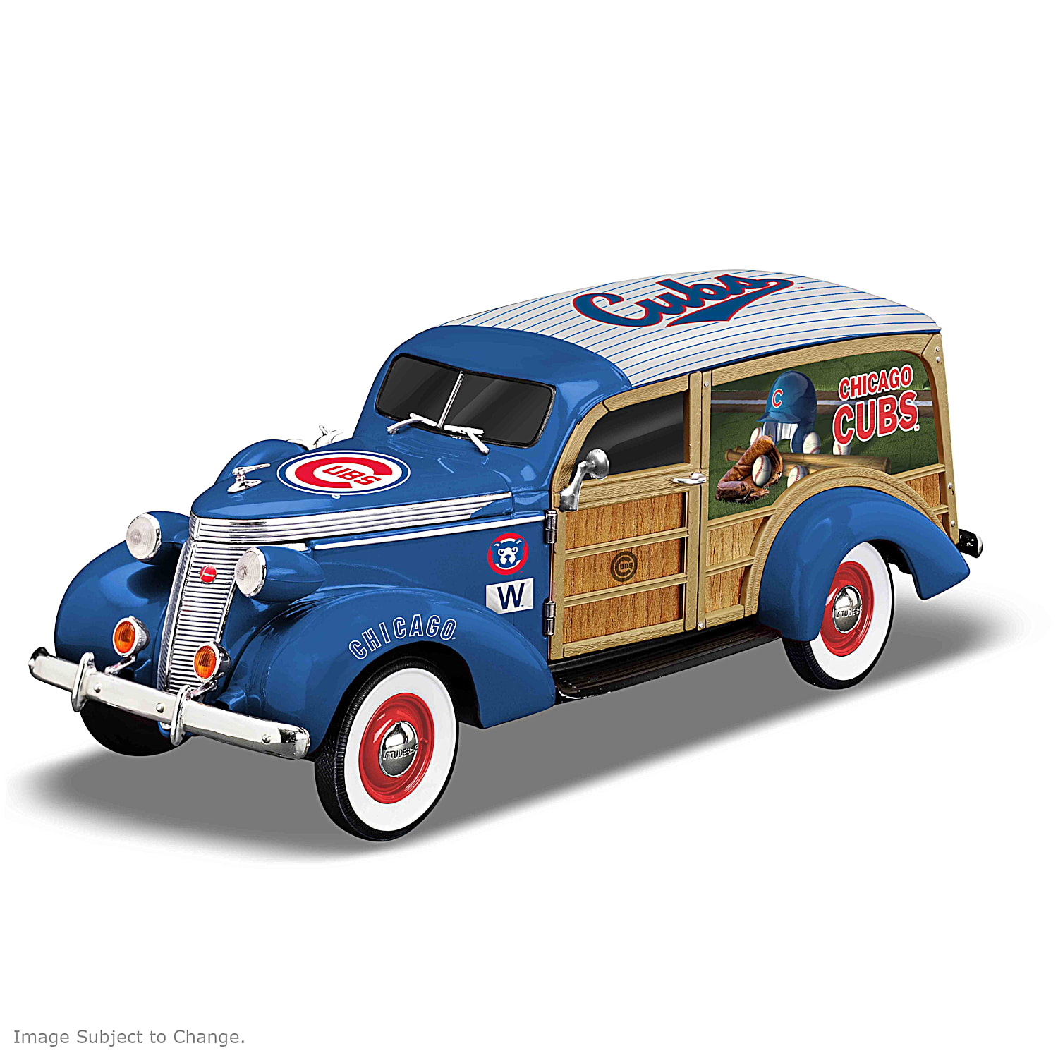 Cruising To Victory Chicago Cubs 1:18-Scale Woody Wagon MLB Sculpture