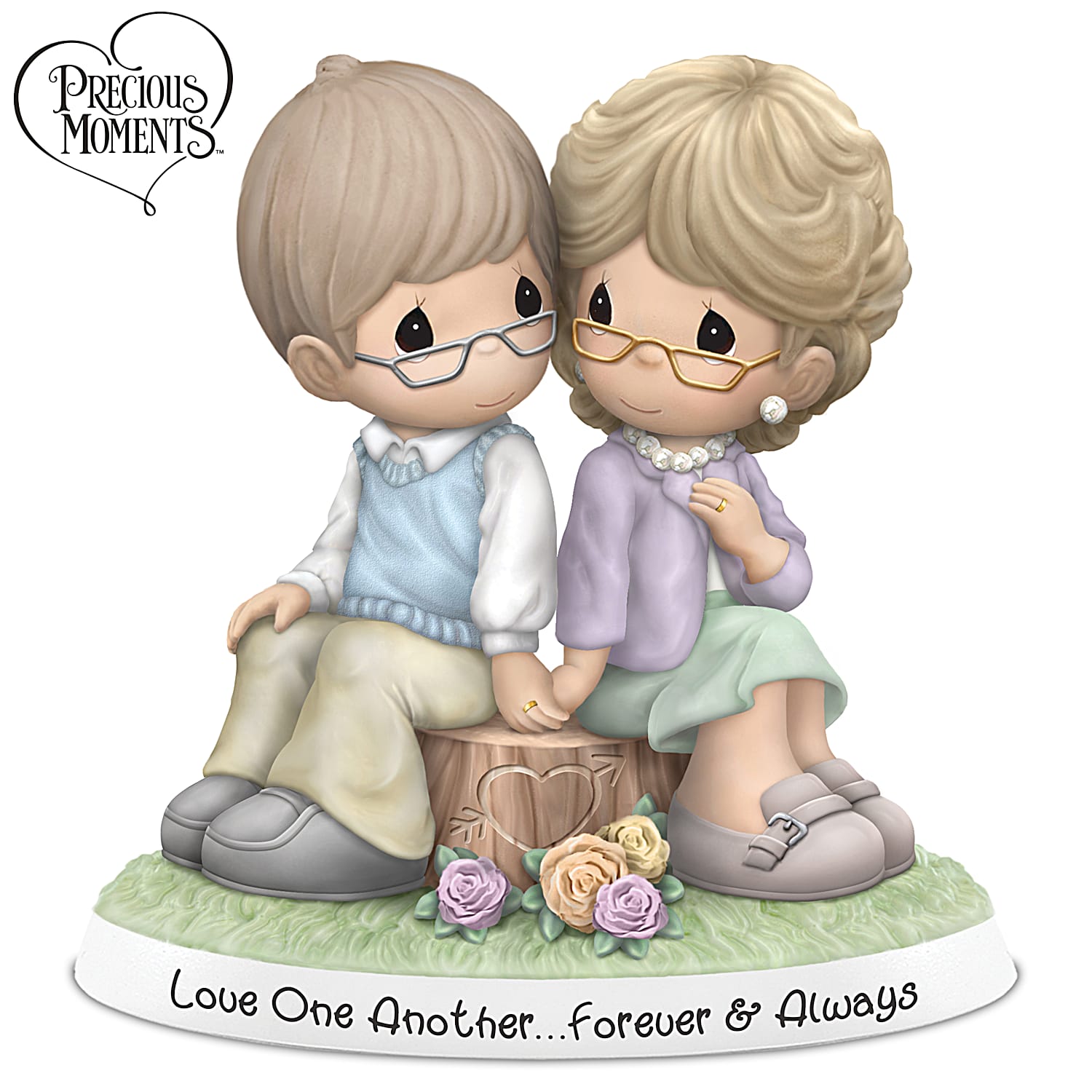 Precious Moments Love One Another Forever & Always Hand-Painted Bisque  Porcelain Figurine