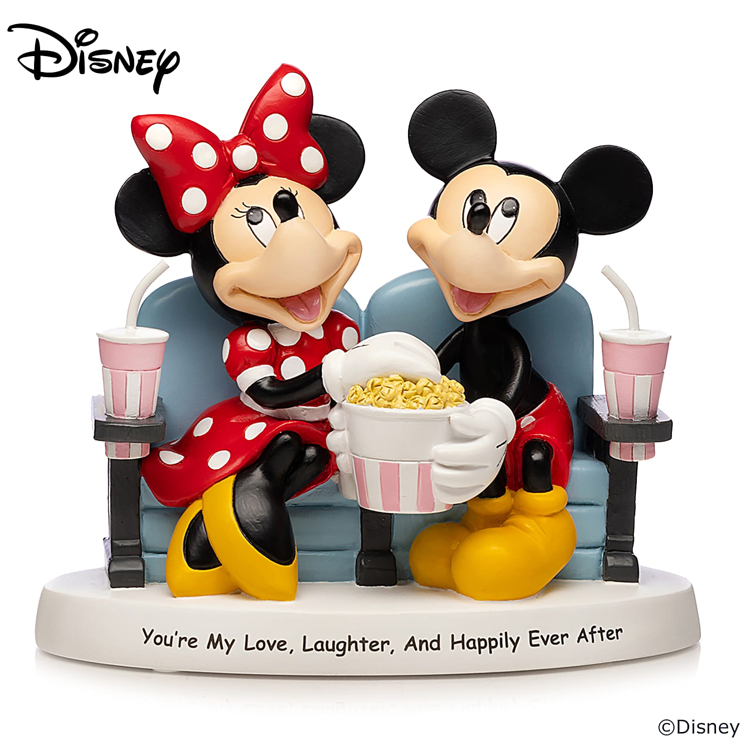 Disney Youre My Love, Laughter, And Happily Ever After Hand-Painted  Figurine Featuring Mickey Mouse & Minnie Mouse Watching A Movie & Eating  Popcorn Together