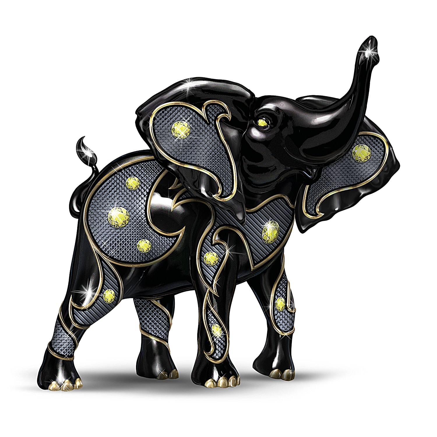Artist Keith Mallett Power Of The Citrine Ebony Elephant