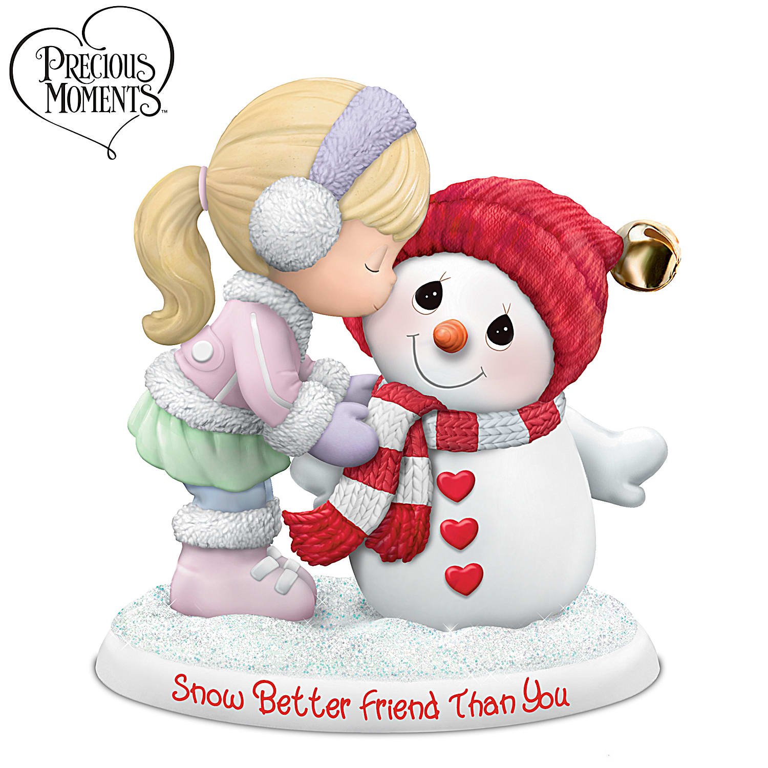 Precious Moments Snow Better Friend Than You Hand-Painted Snowman Figurine  Featuring Knitted u0026 Fur-Like Attire u0026 Adorned With A Real Jingle Bell