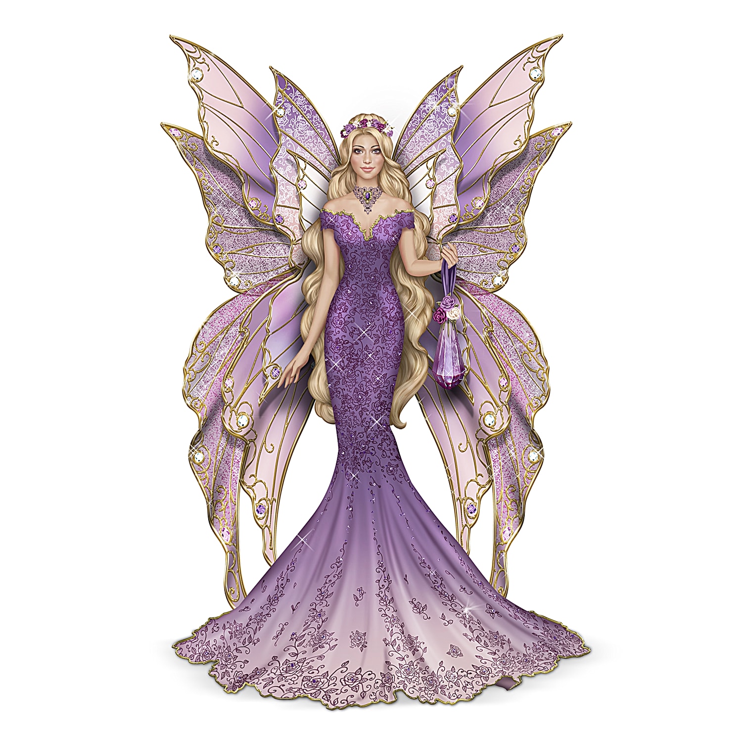 Serenity Of The Amethyst Hand-Painted Fairy Figurine Featuring