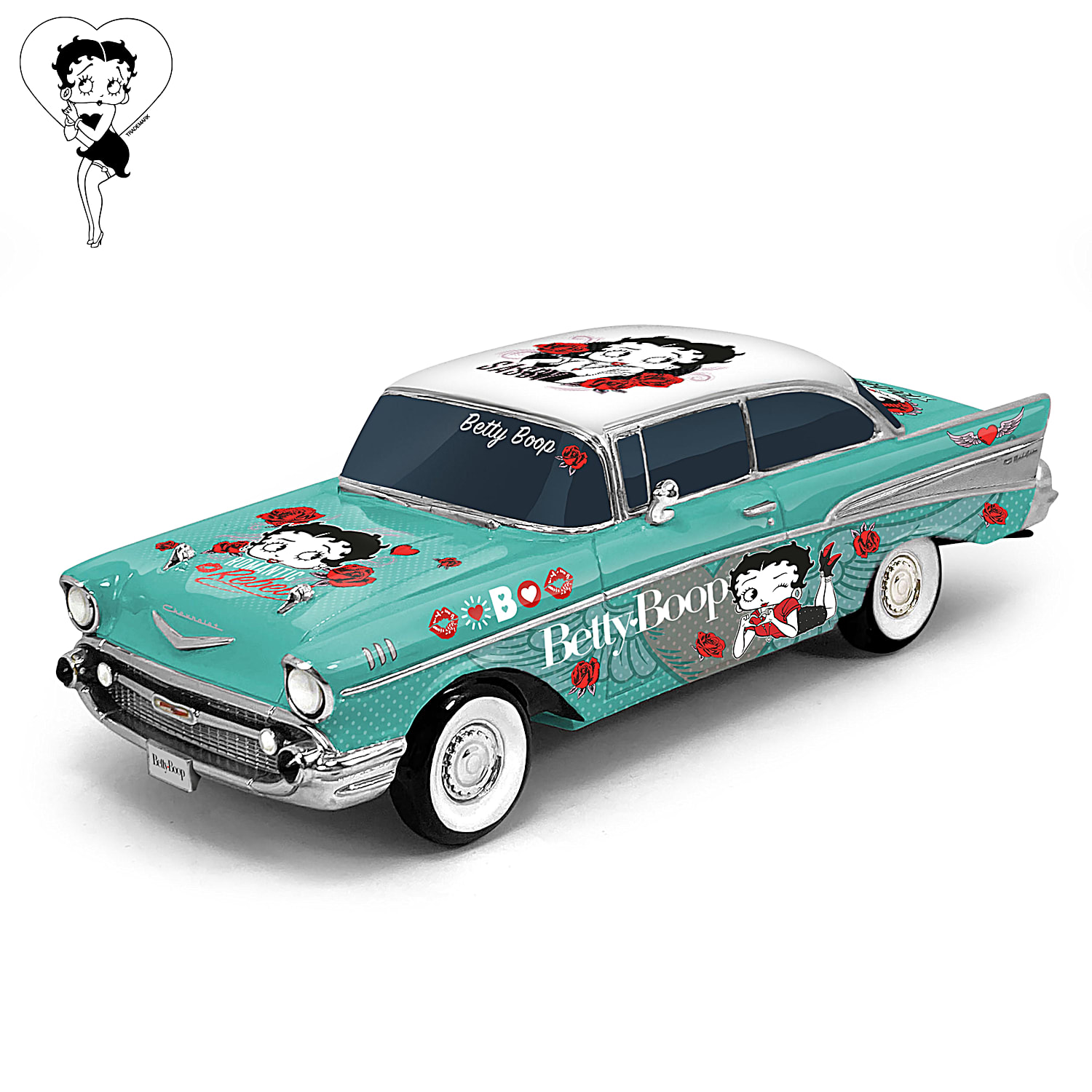 Betty Boop Classic Curves 1957 Chevrolet Bel Air 1:18-Scale Sculpture  Featuring A High-Gloss Paint Finish And Adorned With Hand-Applied Betty Boop  Art