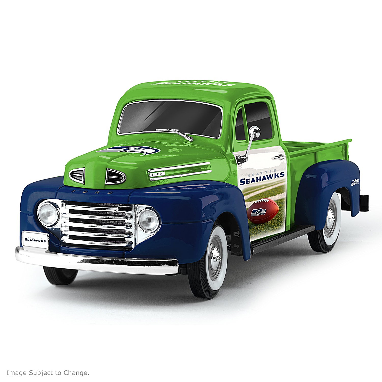 Seattle Seahawks 1:18-Scale 1948 Ford NFL Pickup Truck Sculpture With A  Chrome-Look Trim & Truck Bed With The Logo From Seattles Super Bowl Win