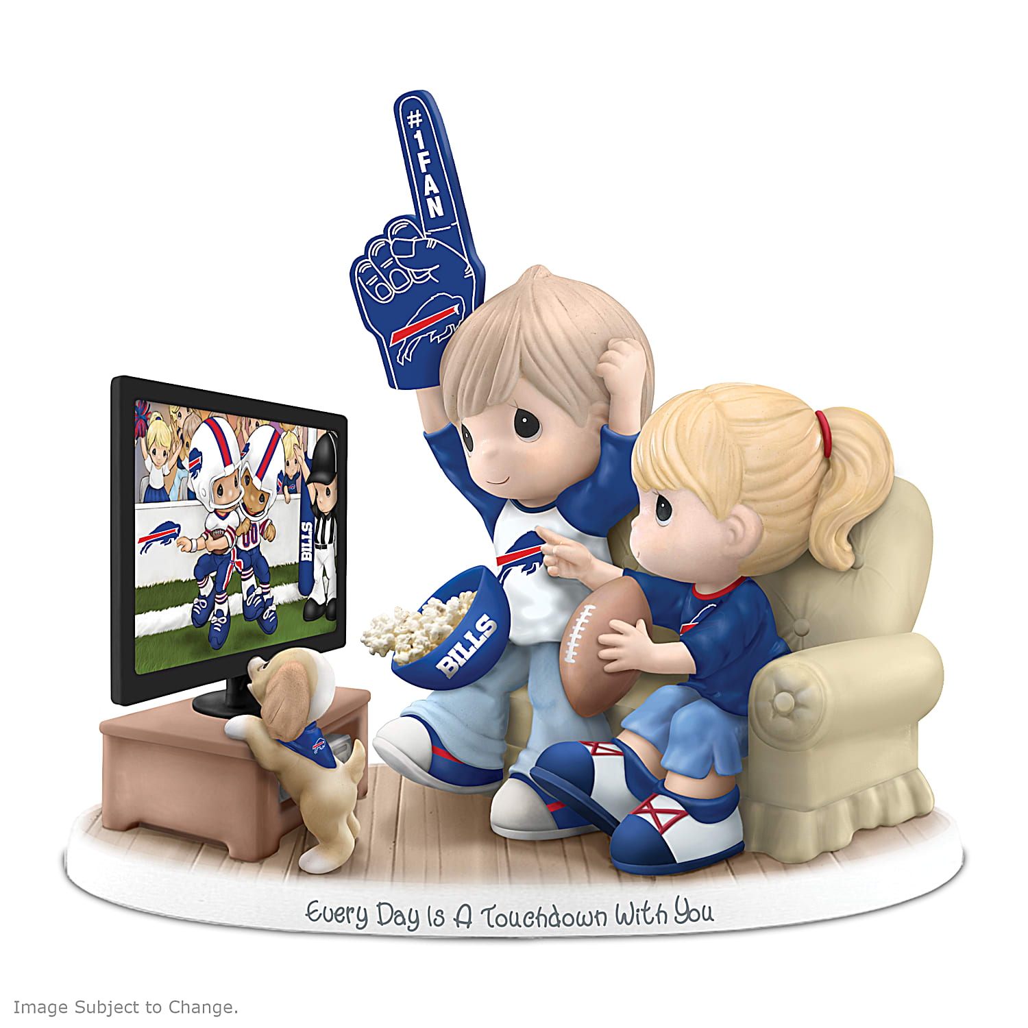 Every Day Is A Touchdown With You Buffalo Bills Hand-Painted NFL Porcelain  Figurine Featuring Team Colors And Logos