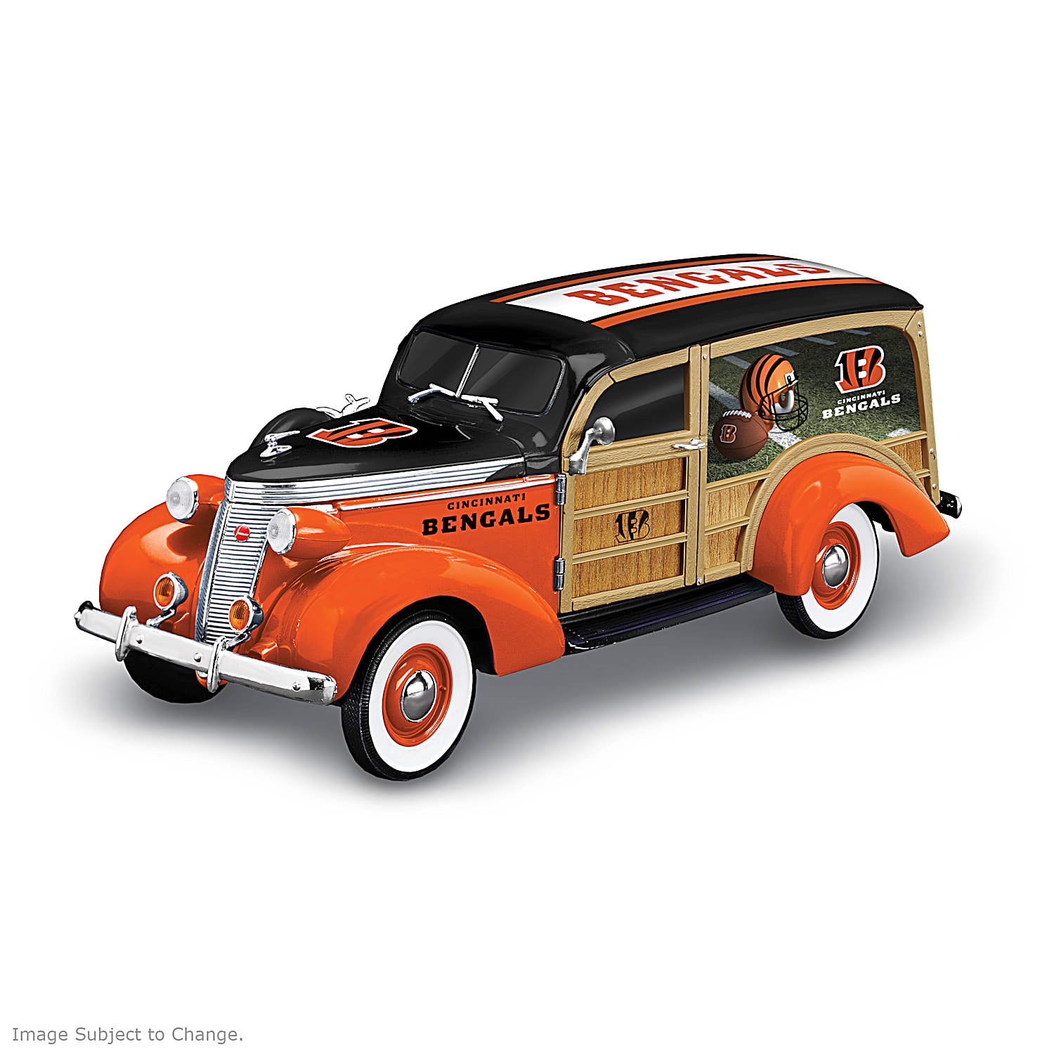 Cincinnati Bengals 1:18-Scale 1937 Woody Wagon NFL Sculpture