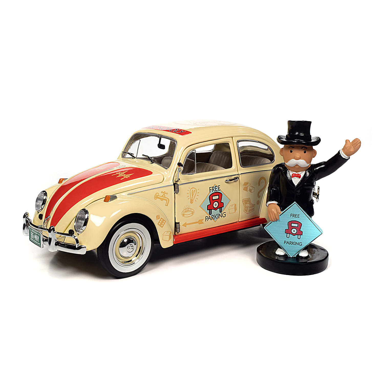 Mr. Monopoly Free Parking 1966 VW Beetle Diecast Car