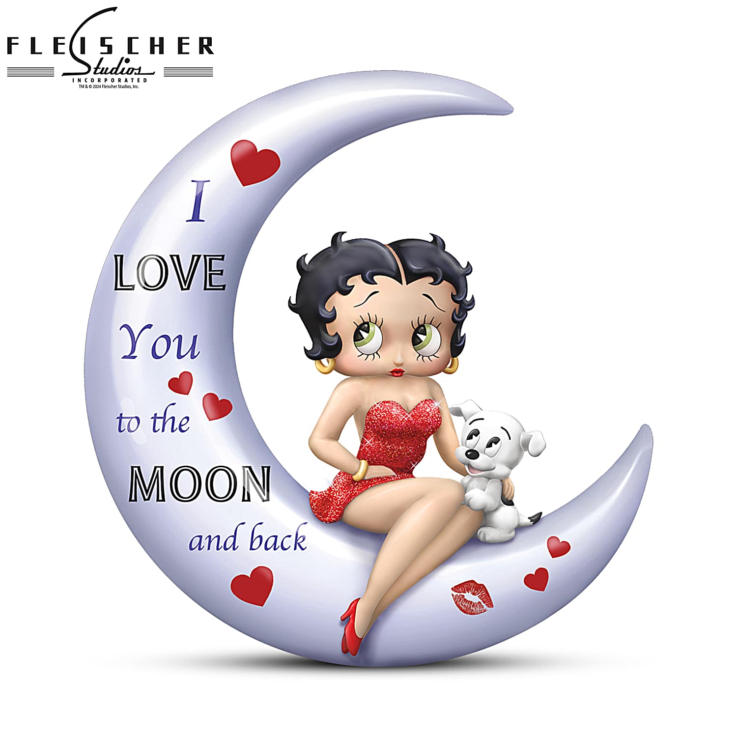 Betty Boop Crescent Moon Figurine Featuring Golden Metallic