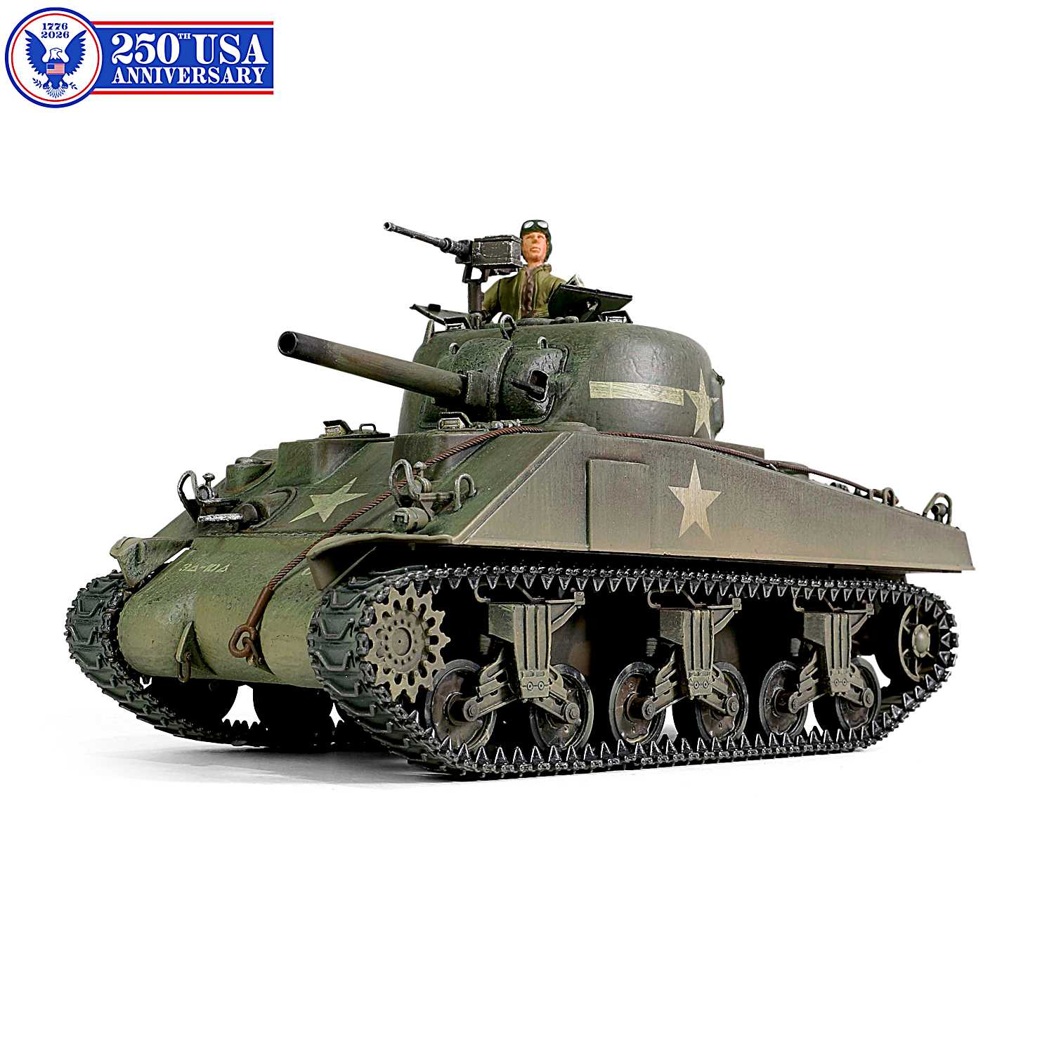 No135 1/32 SHERMAN TANK WWⅡ U.S. TANK 1:32-Scale U.S. Sherman M4A3 +75+ Diecast Tank With An Included