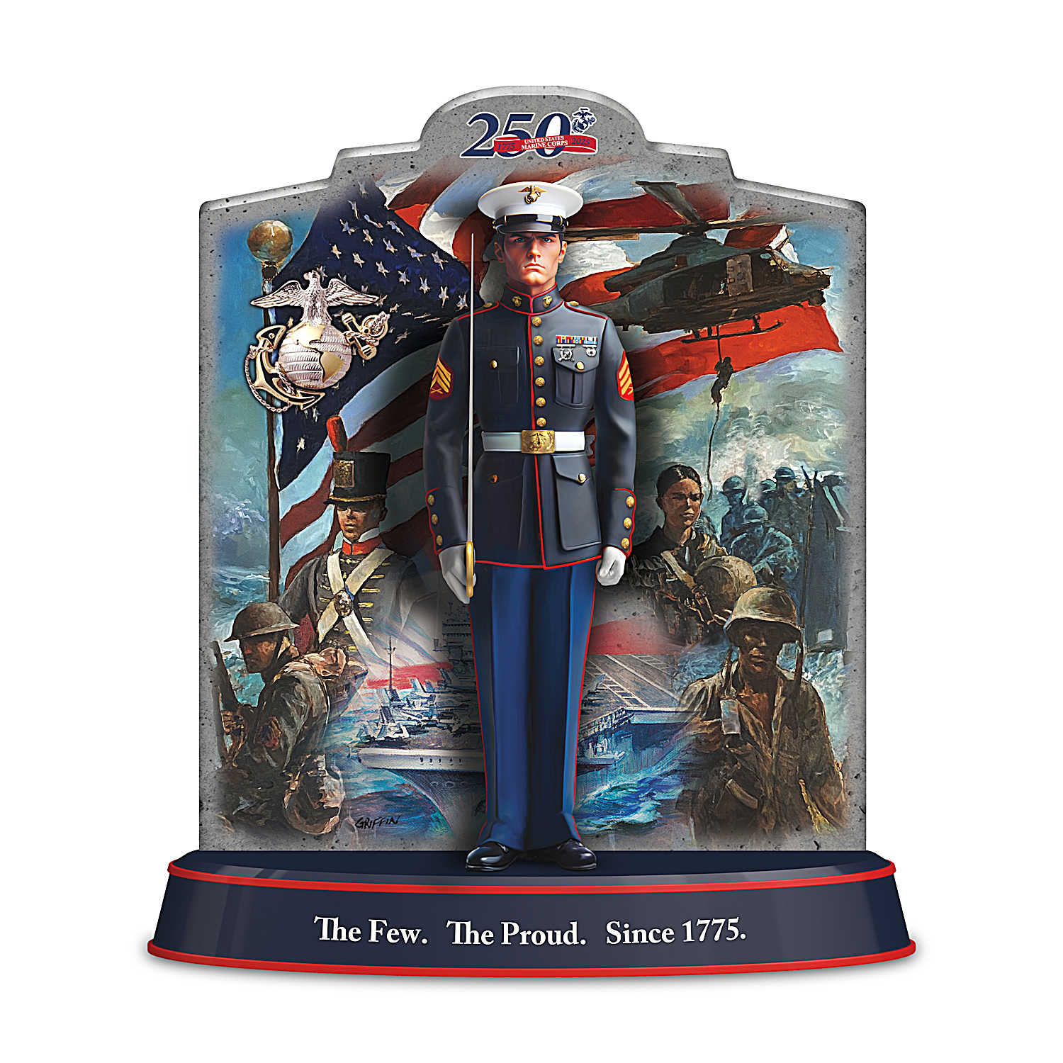 USMC 250th Anniversary Commemorative Sculpture Adorned With