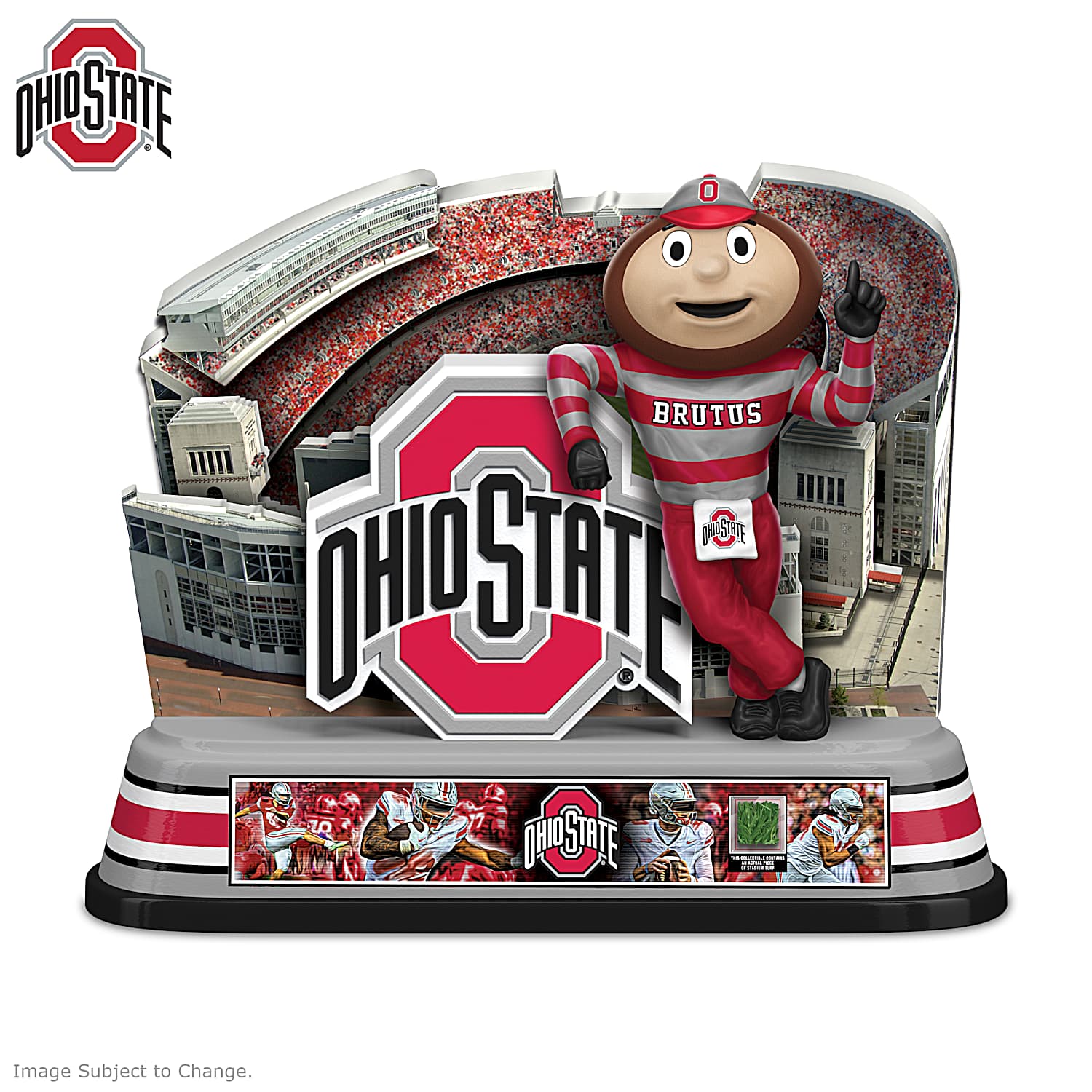 Illuminated OSU Sculpture Featuring Ohio Stadium And Brutus