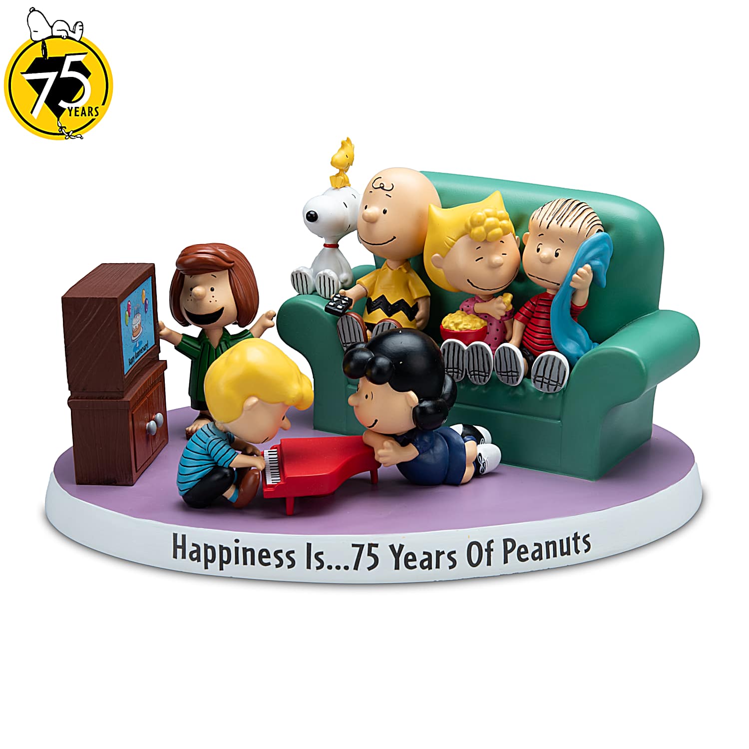 PEANUTS Hand-Painted 75th Anniversary Sculpture Featuring The