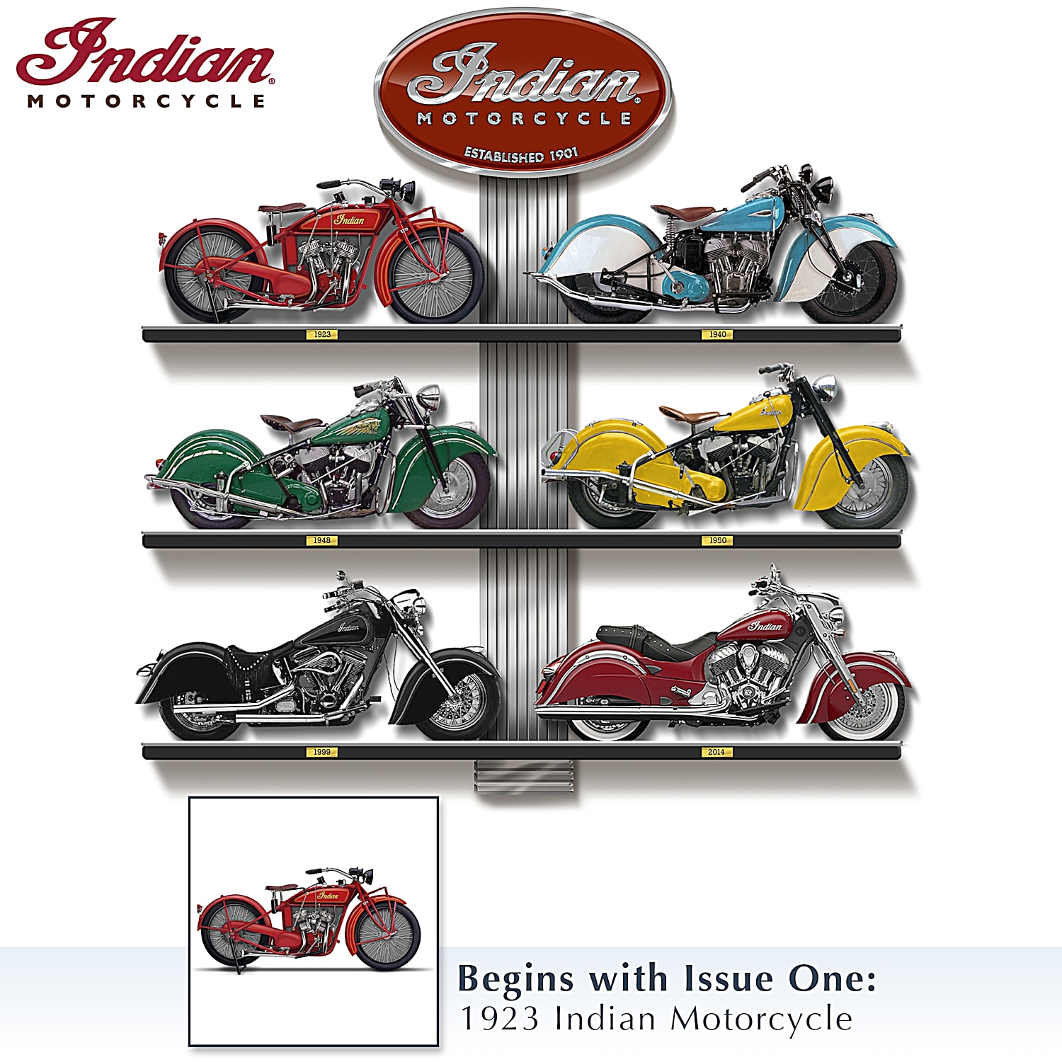 Evolution Of The Great Indian Motorcycle Replica Sculpture Collection