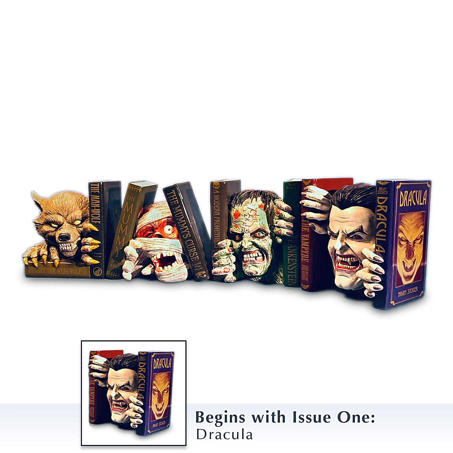 The Creatures Of The Night Hand-Painted Spooky Bookshelf Sculpture