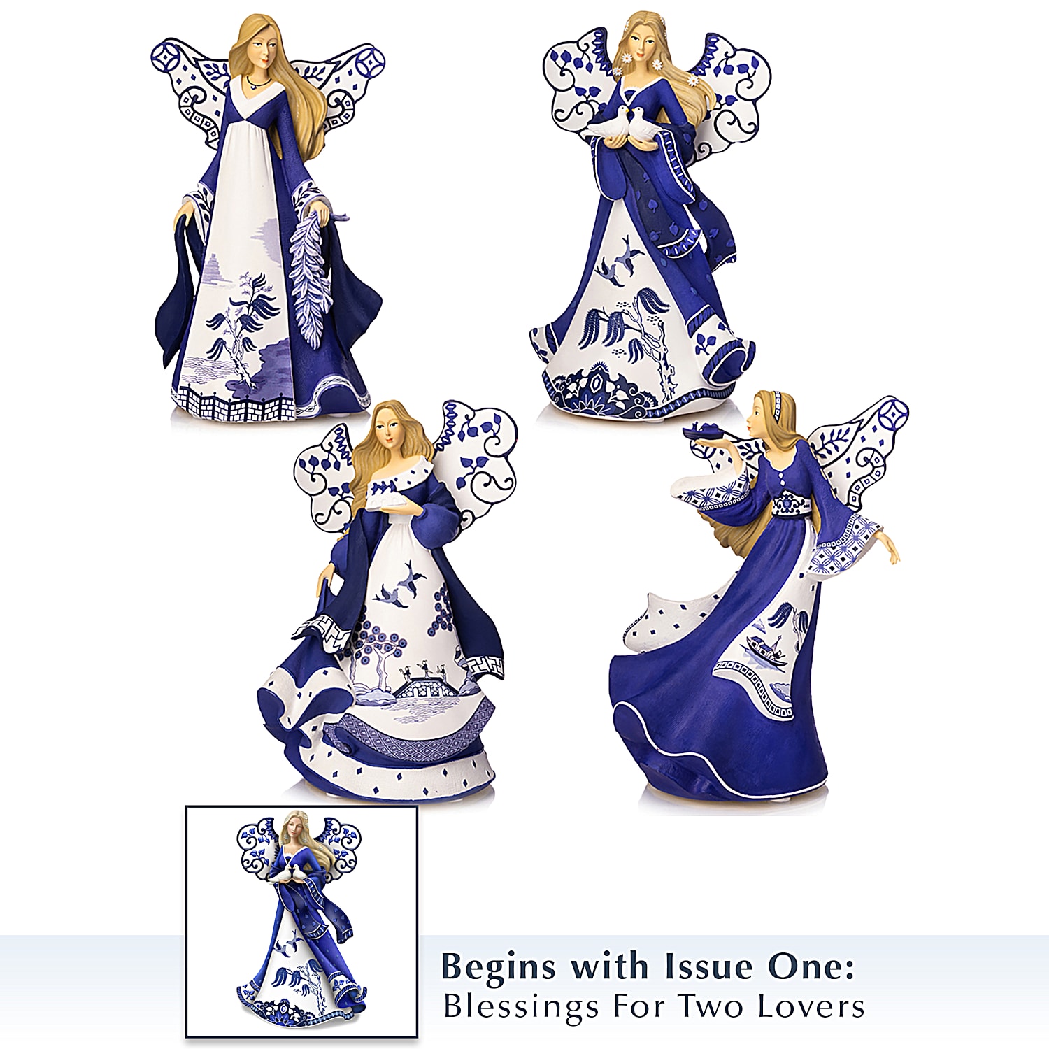 The Angelic Beauties Of Blue Willow Angel Figurine