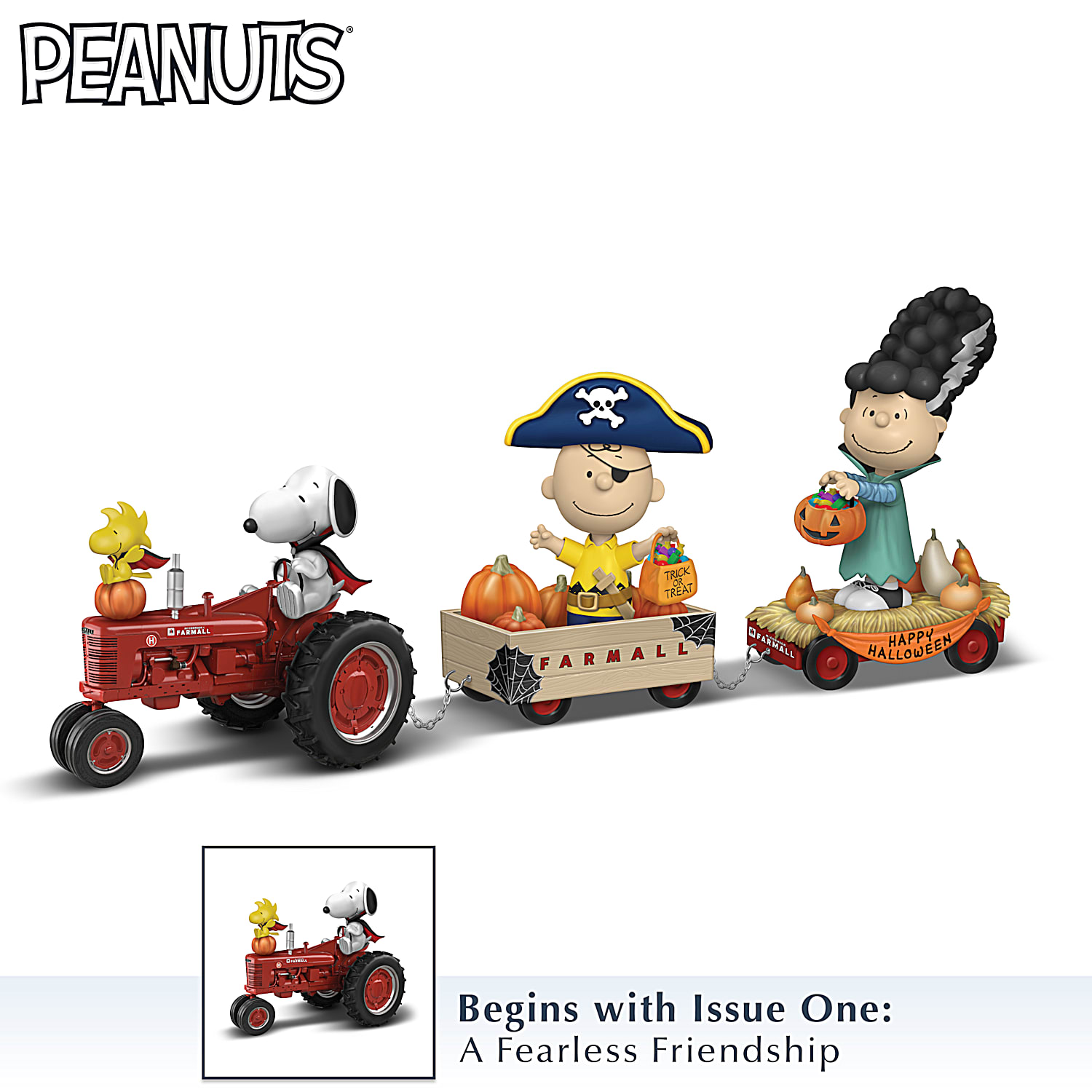 PEANUTS Farmall Hand-Painted Halloween Hayride Sculptures PEANUTS Farmall Hand-Painted Halloween Hayride Sculptures