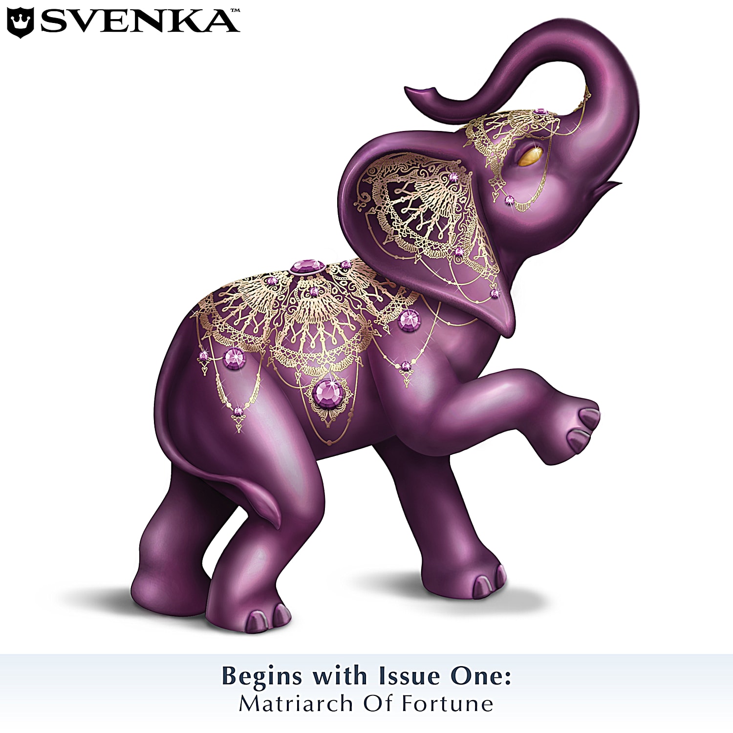 5 Elephant Figurines With Svenka Crystals And High-Gloss Pearlescent  Finishes By Blake Jensen
