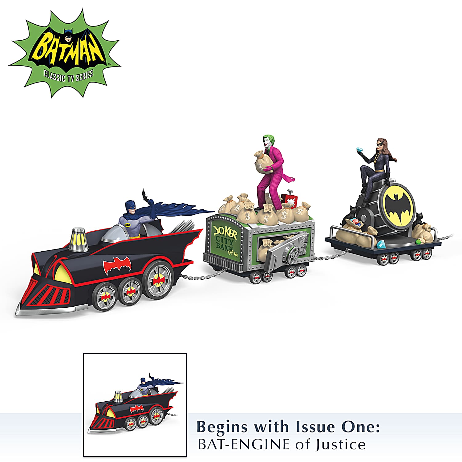 Hand-Painted BATMAN Figurine Collection Featuring The BAT-TRAIN