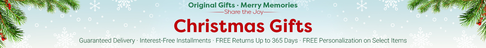Original Gifts, Merry Memories, Share the Joy - Christmas Gifts