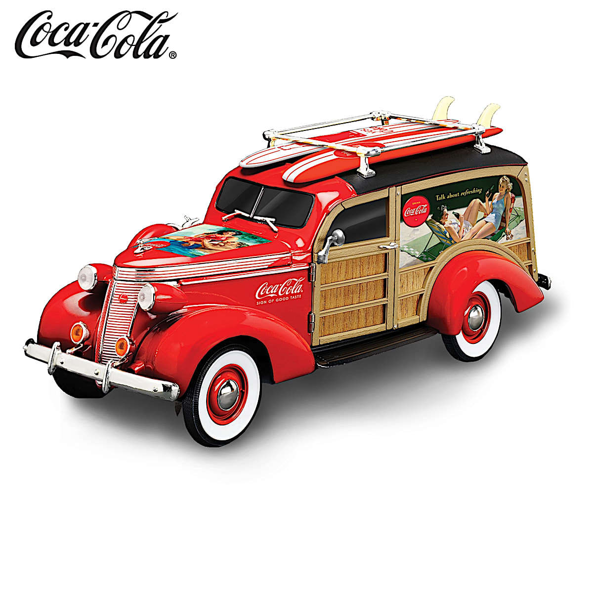 1:18-Scale COCA-COLA Cruising To Refreshment Woody Wagon Sculpture