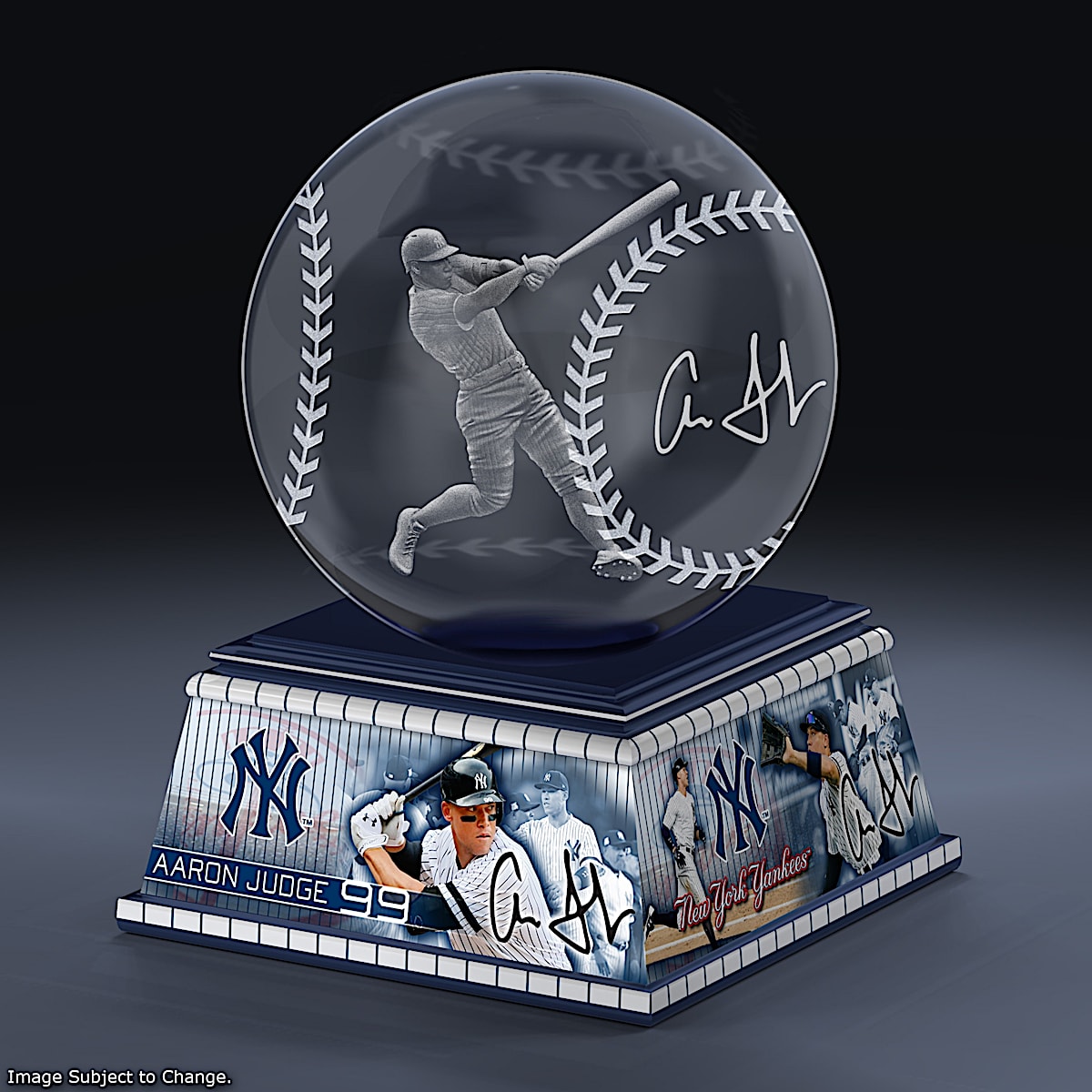 New York Yankees Aaron Judge MLB Laser-Etched Glass Baseball Sculpture