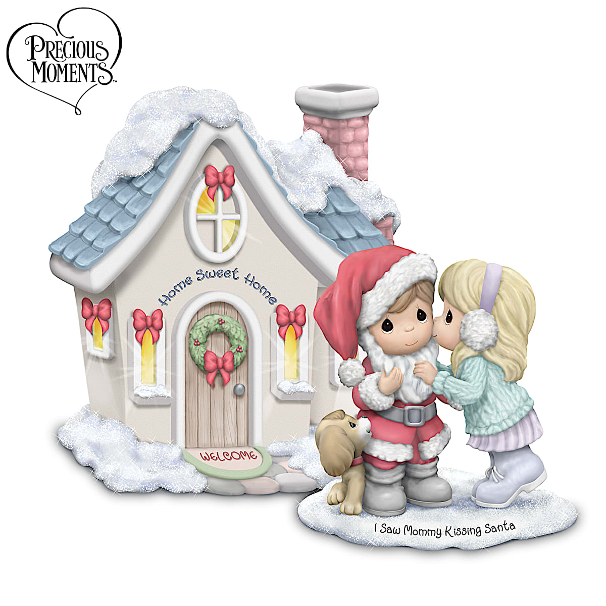 Precious Moments I Saw Mommy Kissing Santa Hand-Painted Porcelain