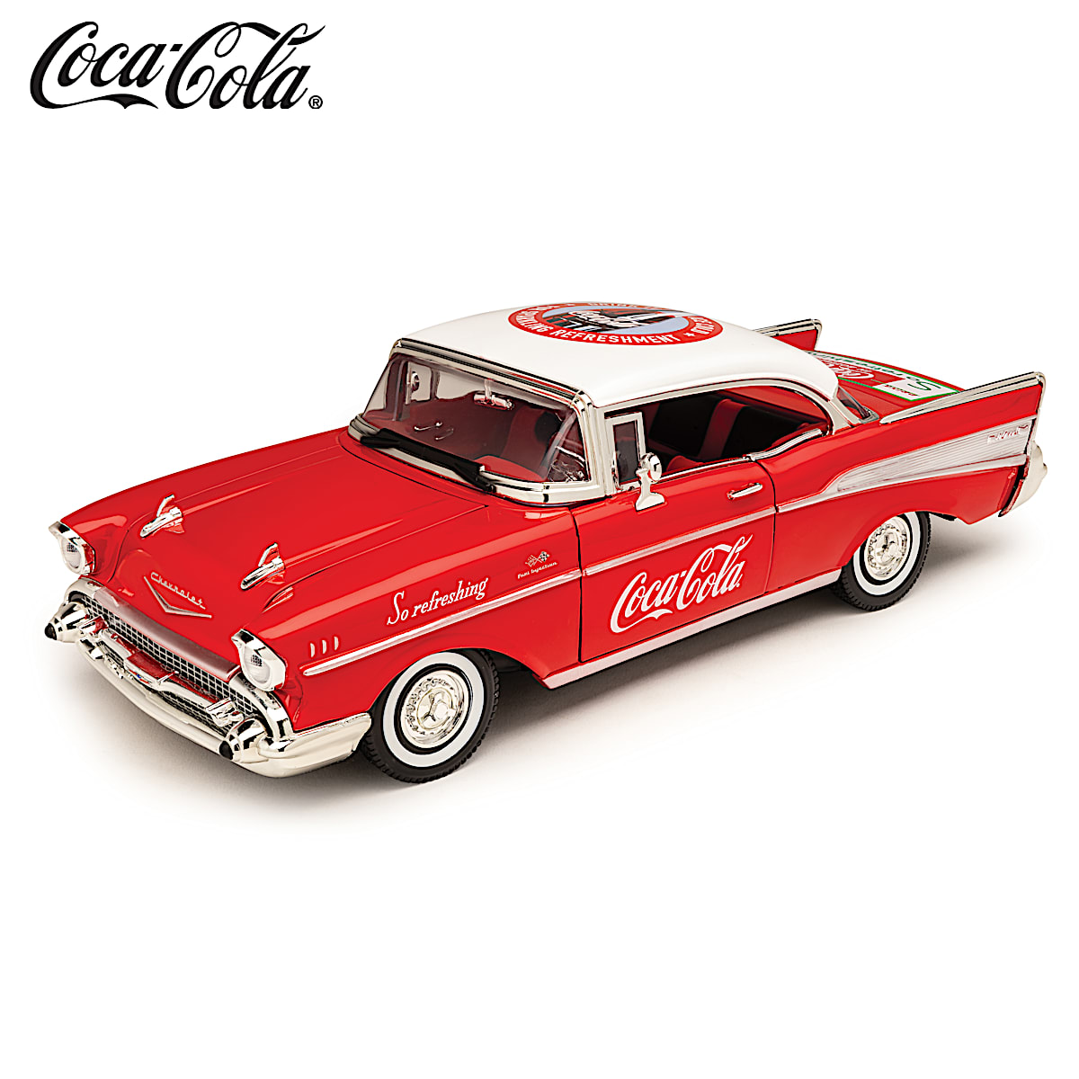 Exclusive COCA COLA 1 18 Scale Chevrolet Bel Air Diecast Car Featuring Era Appropriate Full Color COKE Graphics And Rolling Rubber Tires