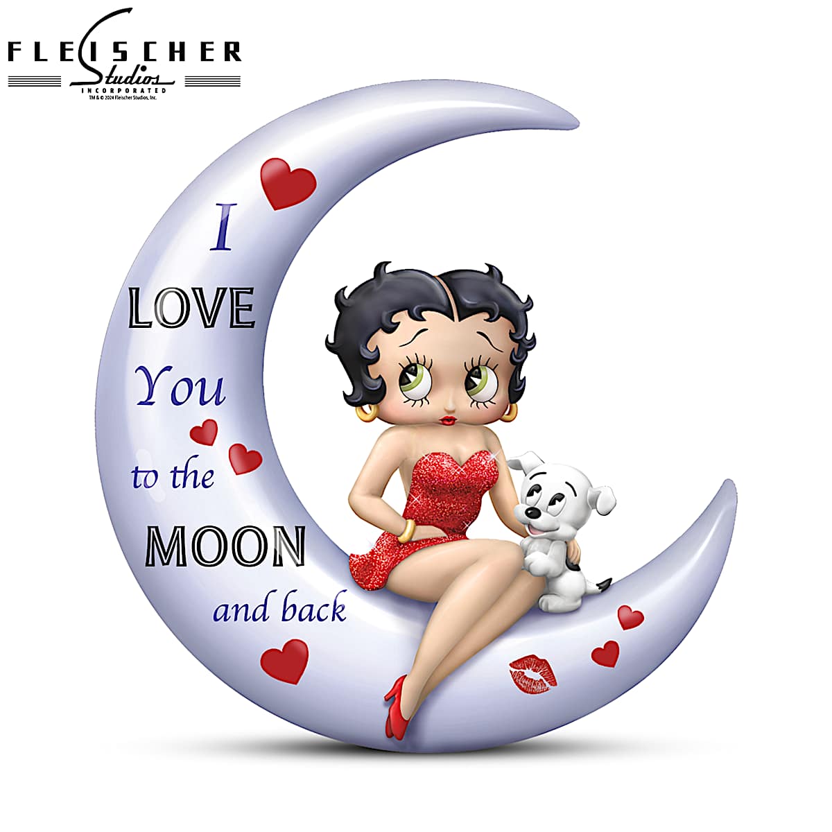 Betty Boop Crescent Moon Figurine Featuring Golden Metallic