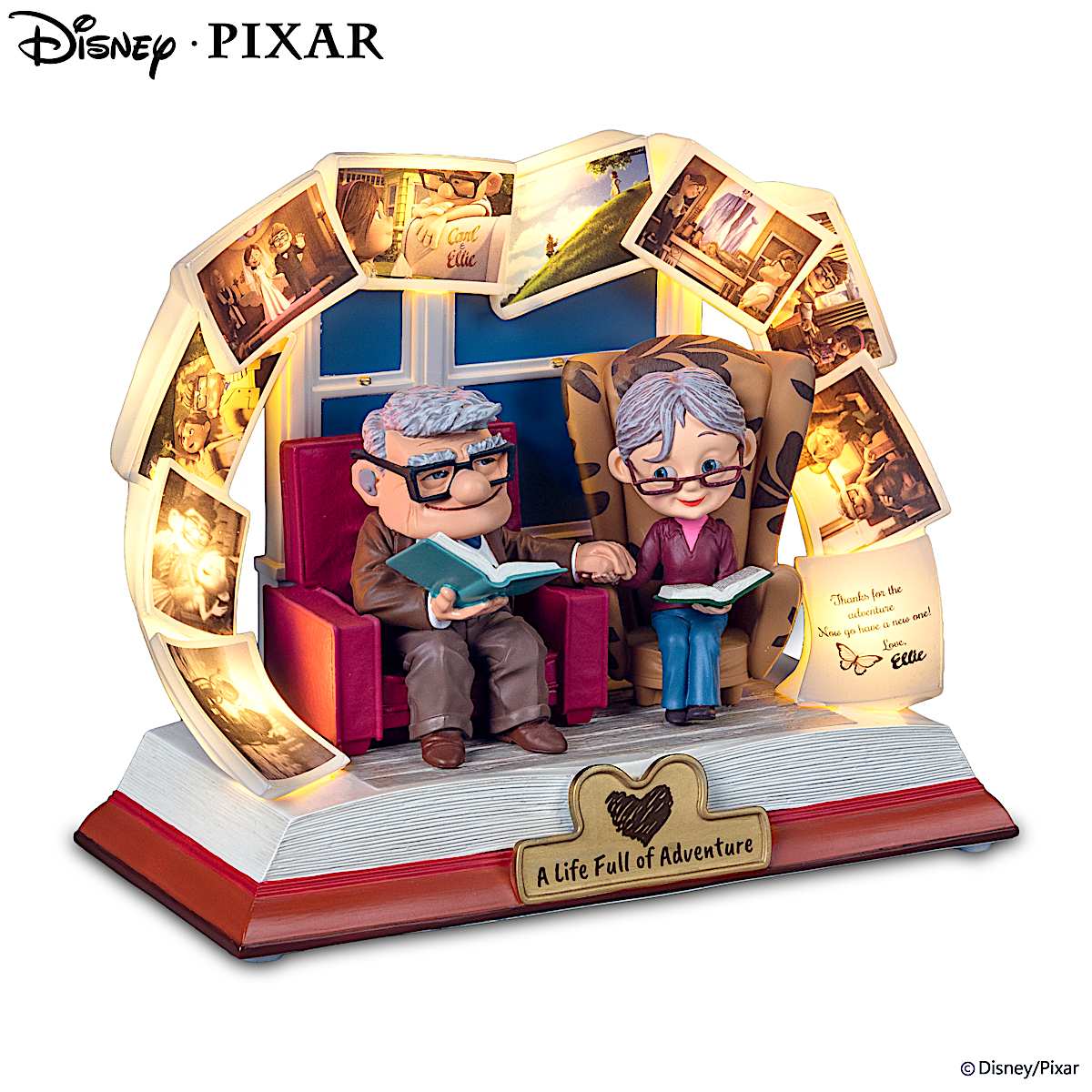 Hand-Painted UP Figurine Of Pixars Carl And Ellie Reading Together 