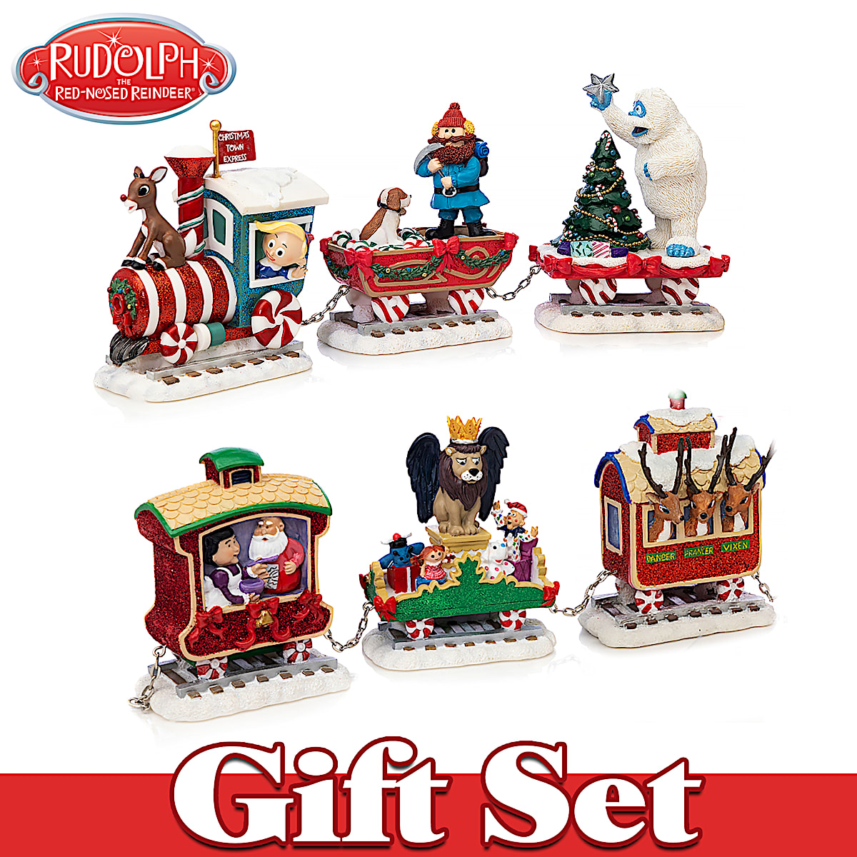 All Aboard The Rudolph Express Figurine Set Featuring Hand