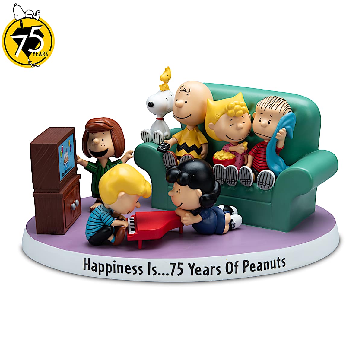 PEANUTS Hand-Painted 75th Anniversary Sculpture Featuring The