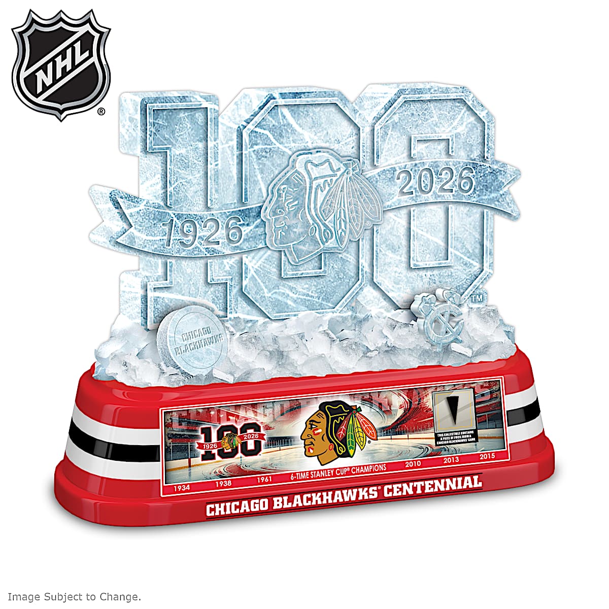 Illuminated Chicago Blackhawks® Centennial NHL® Ice Carving 