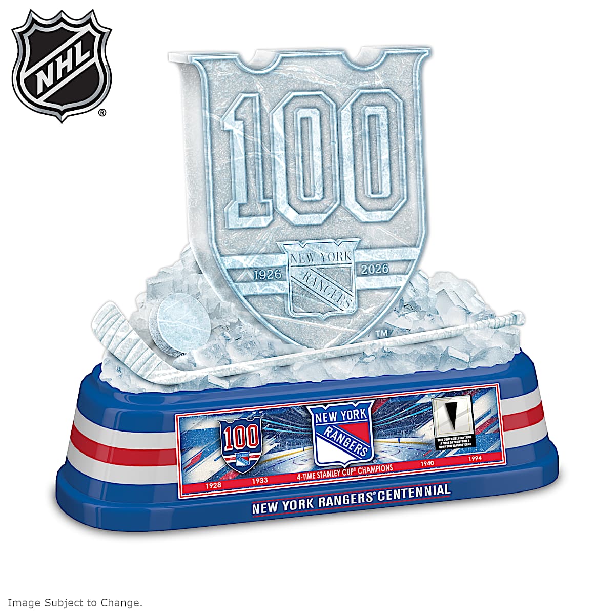 Illuminated New York Rangers® Centennial NHL® Ice Carving-Inspired