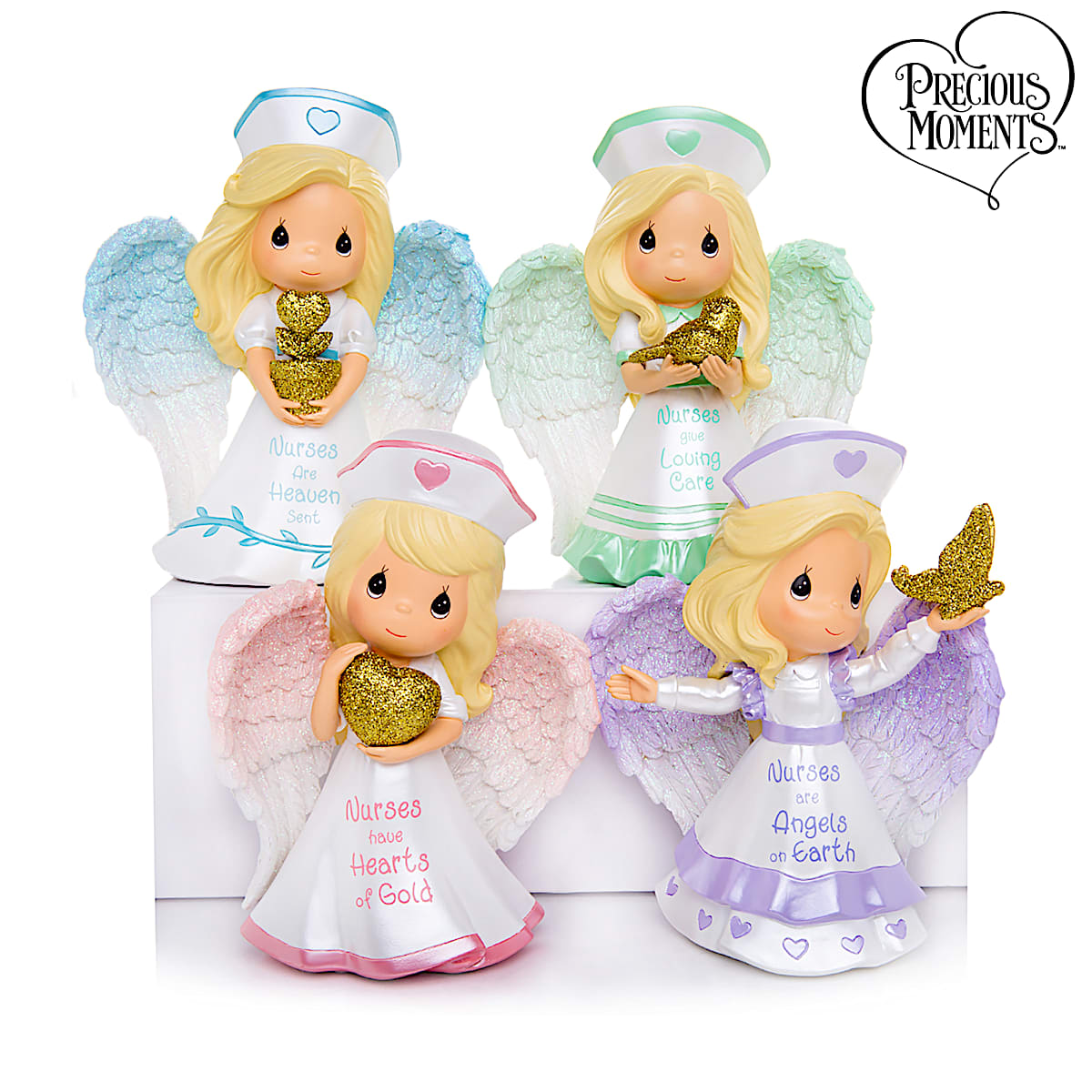 Precious Moments Nurses Are Heaven Sent Nurse Themed Hand Painted Figurine Collection Featuring Inspirational Sentiments