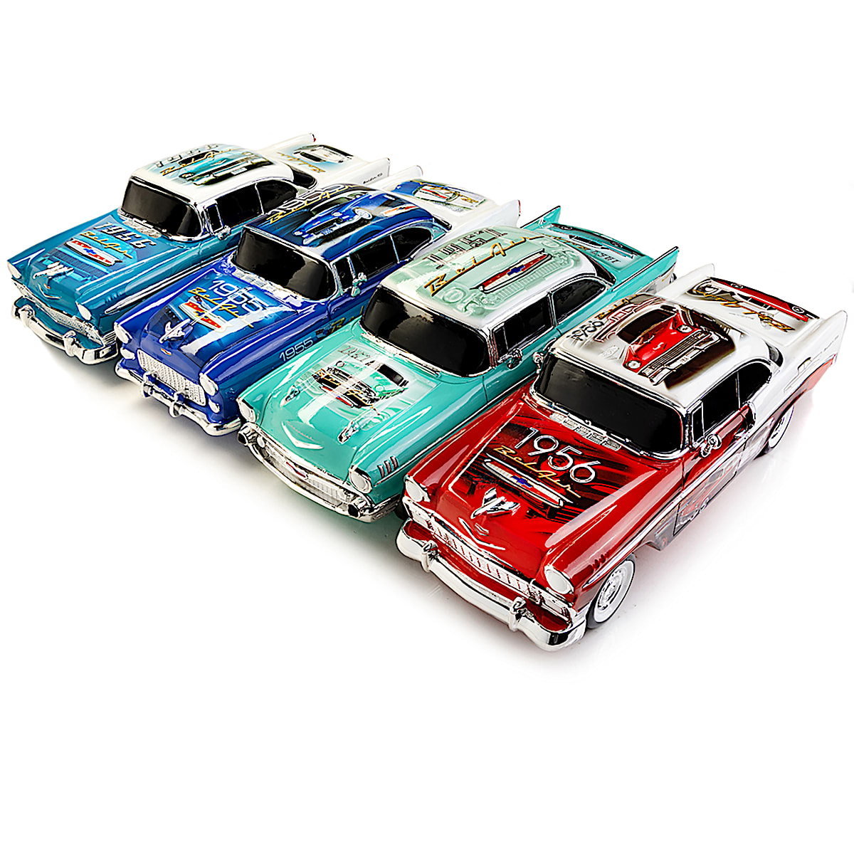 1 18 Scale Chevy Bel Air Commemorative Sculpture Collection Embellished With Specially Commissioned Art On The Roof Trunk Hood Sides