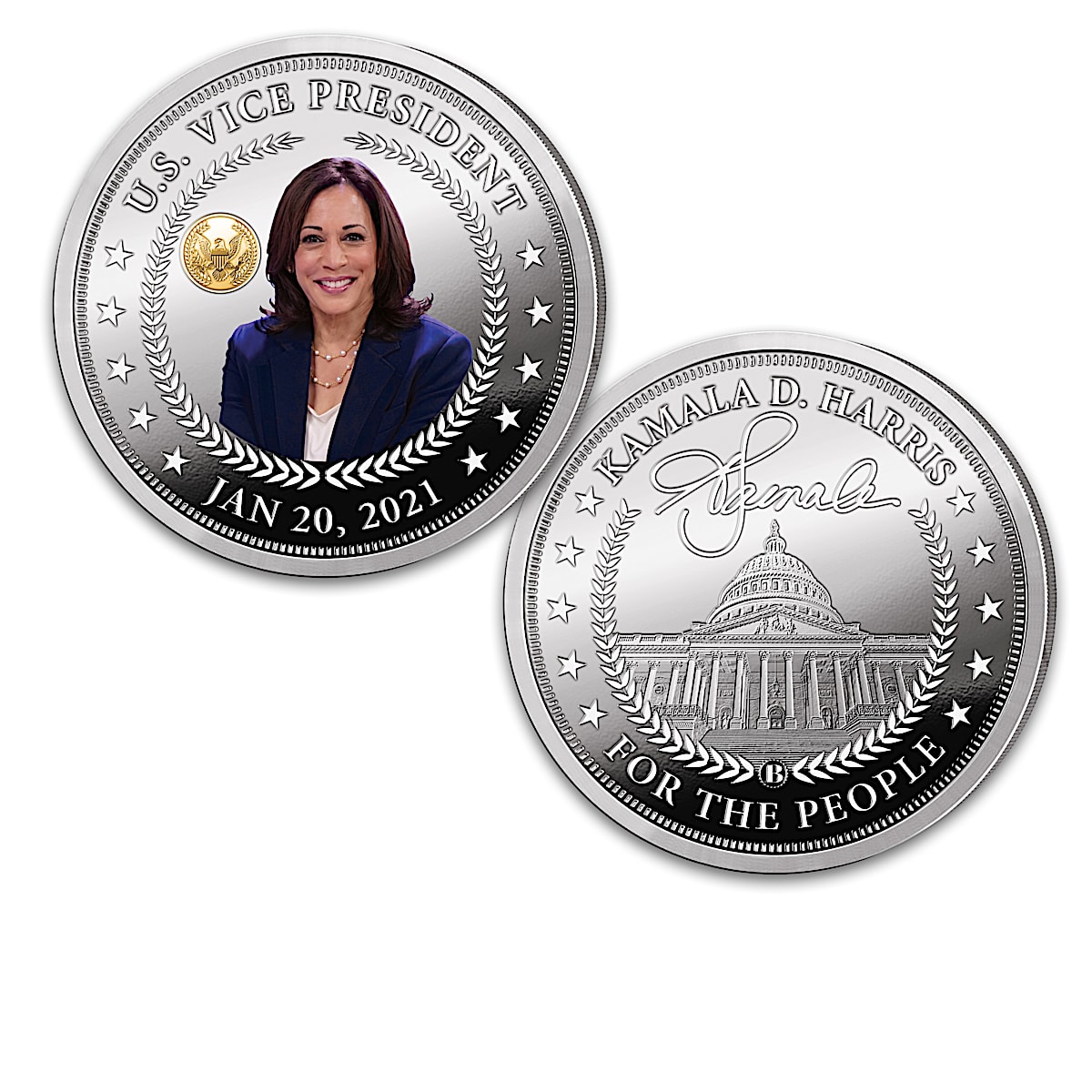 Kamala Harris 99.9 SilverPlated Proof Coin Collection Featuring Full