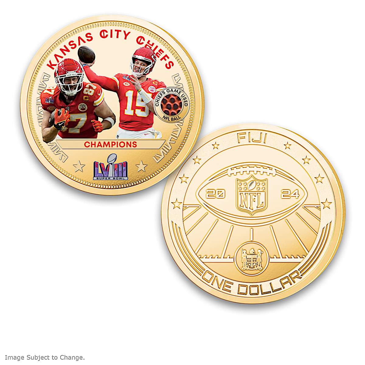 Kansas City Chiefs NFL Champions 24K GoldPlated Dollar Coins Adorned