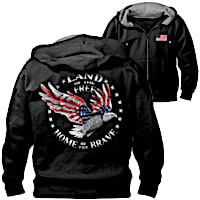 Home Of The Brave Hoodie With Patriotic Eagle Art