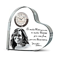 Michelle Obama Crystal Clock With Her Inspirational Quote