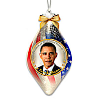 President Obama Lighted Hand-Blown Glass Christmas Ornament