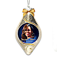 Michelle Obama Lighted Hand-Blown Glass Christmas Ornament