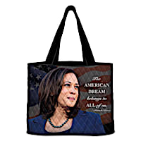 Vice President Kamala Harris Quilted Tote Bag With A Quote