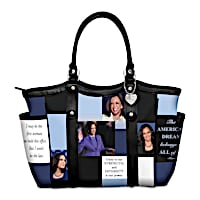 Kamala Harris Shoulder Tote With Portraits And Her Quotes